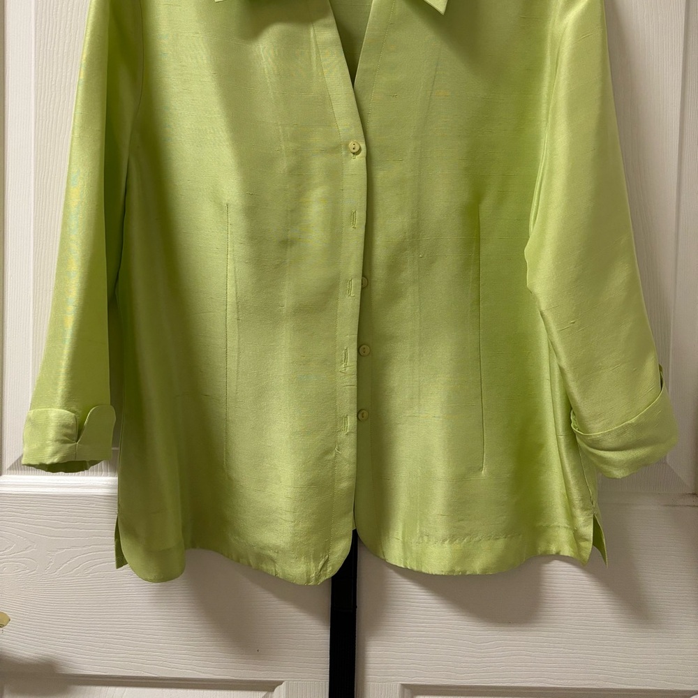 Lime Green Button-Up Blouse